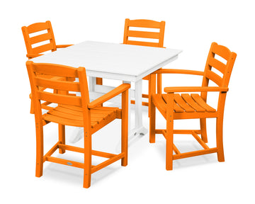 La Casa Café 5-Piece Farmhouse Trestle Arm Chair Dining Set