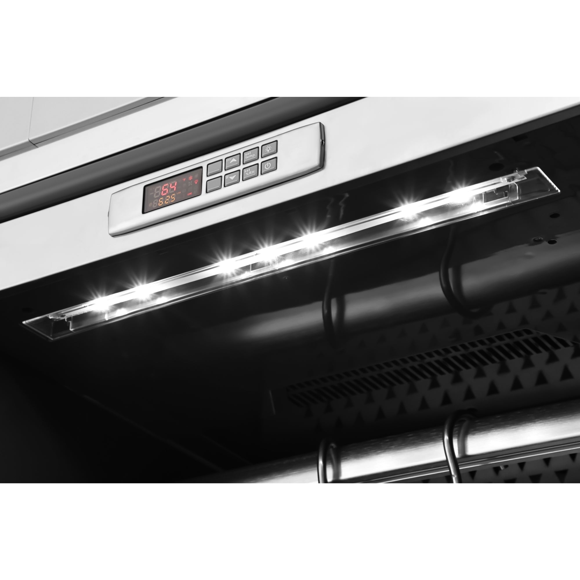27.5 in. Commercial Dry Ager Refrigerator for Meat Featuring Hanging Rack with Hooks, Charcoal Filter, and Antimicrobial Lining, 17 Cu. Ft.