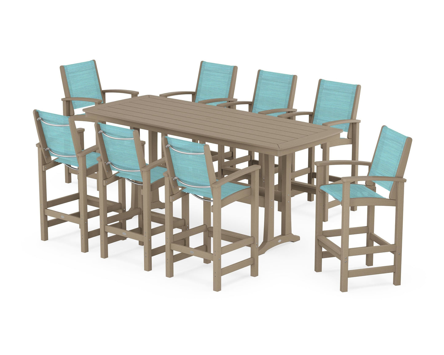 Coastal 9-Piece Bar Set with Trestle Legs