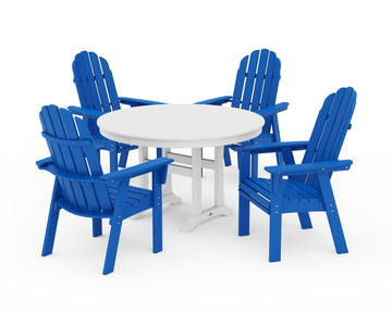 Vineyard Curveback Adirondack 5-Piece Nautical Trestle Dining Set