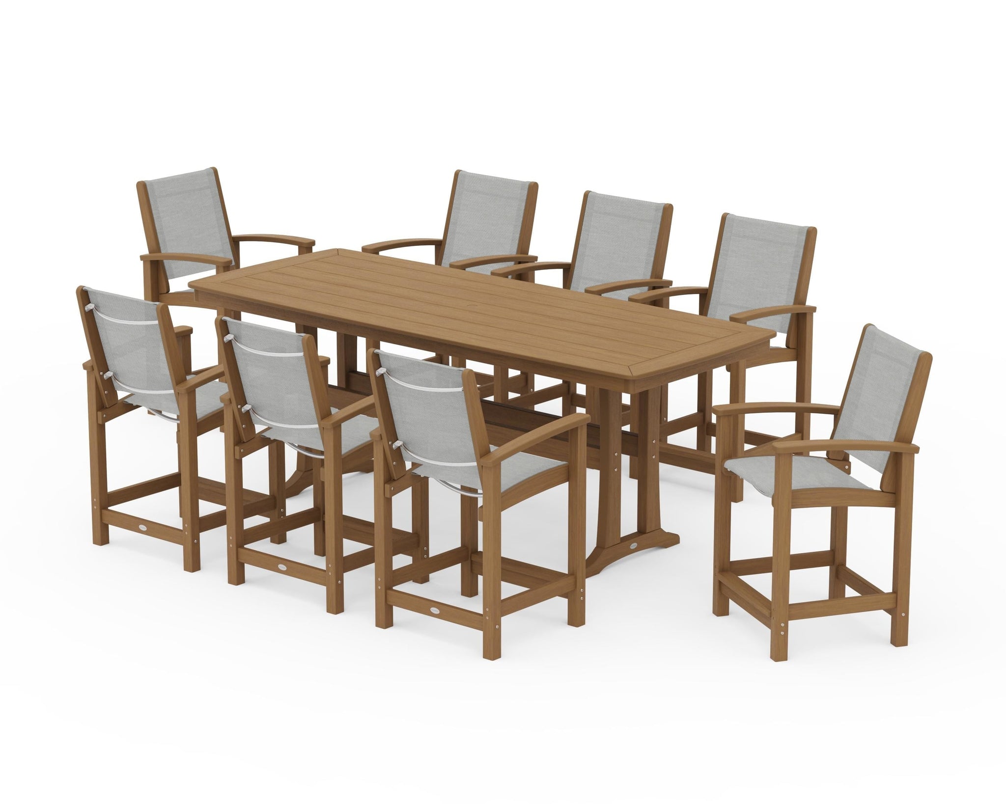 Coastal 9-Piece Counter Set with Trestle Legs
