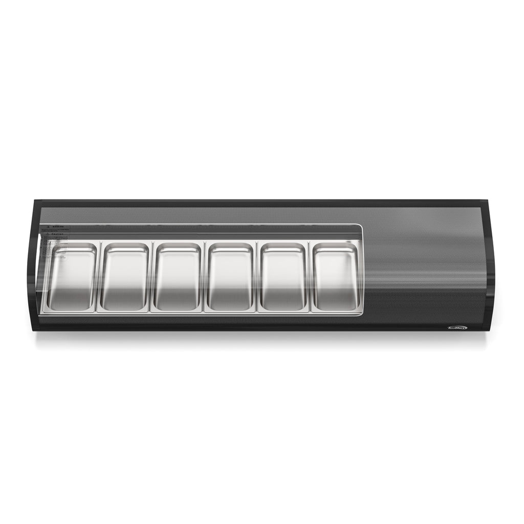 60 in. Glass Sushi Countertop Display Refrigerator with 6 Stainless Steel Trays in Black