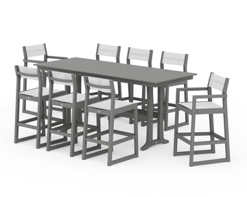 EDGE Sling 9-Piece Farmhouse Bar Set with Trestle Legs