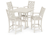 Wovendale 5-Piece Farmhouse Bar Set with Trestle Legs