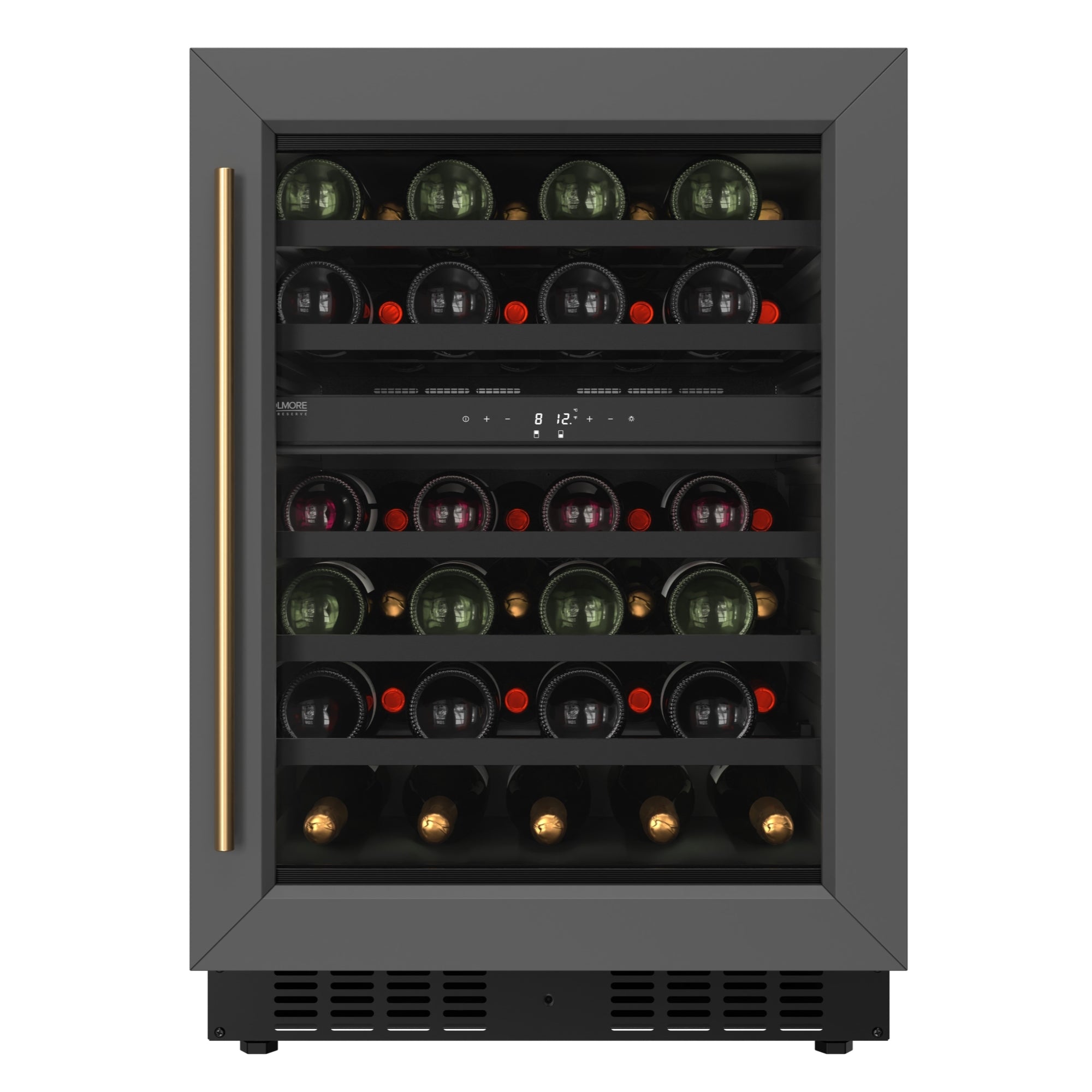KoolMore Reserve 24 in. Under-Counter Panel Ready Dual Zone Built-in Wine Cooler with Black Shelves and 45 Bottle Capacity in Black