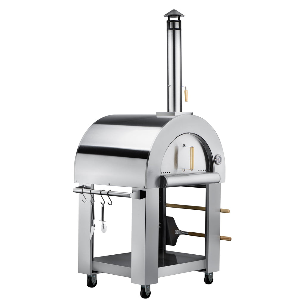 32 in. Outdoor Wood Fired Pizza Oven in Stainless-Steel (KM-OKS-WFPO)