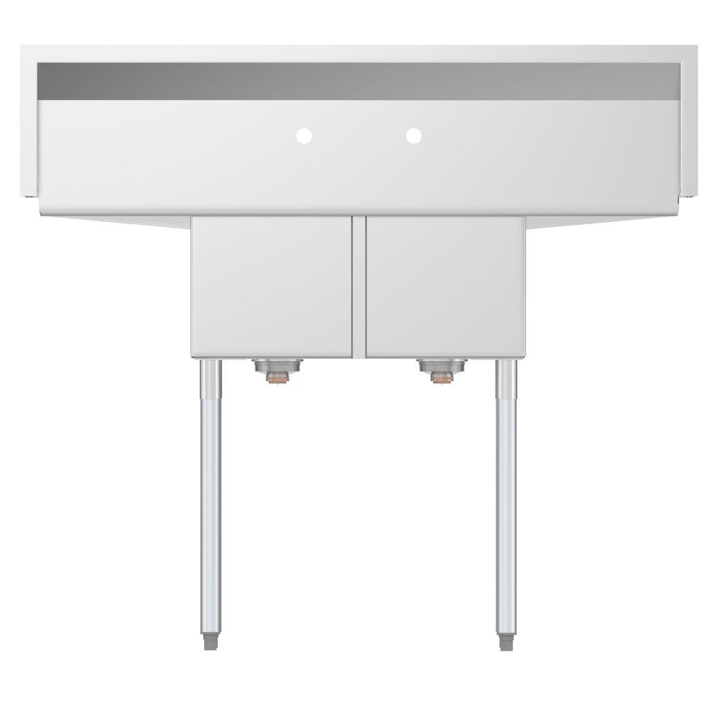 48 in. Two Compartment Stainless Steel Commercial Sink with 2 Drainboards, Bowl Size 12"x 16"x 10"