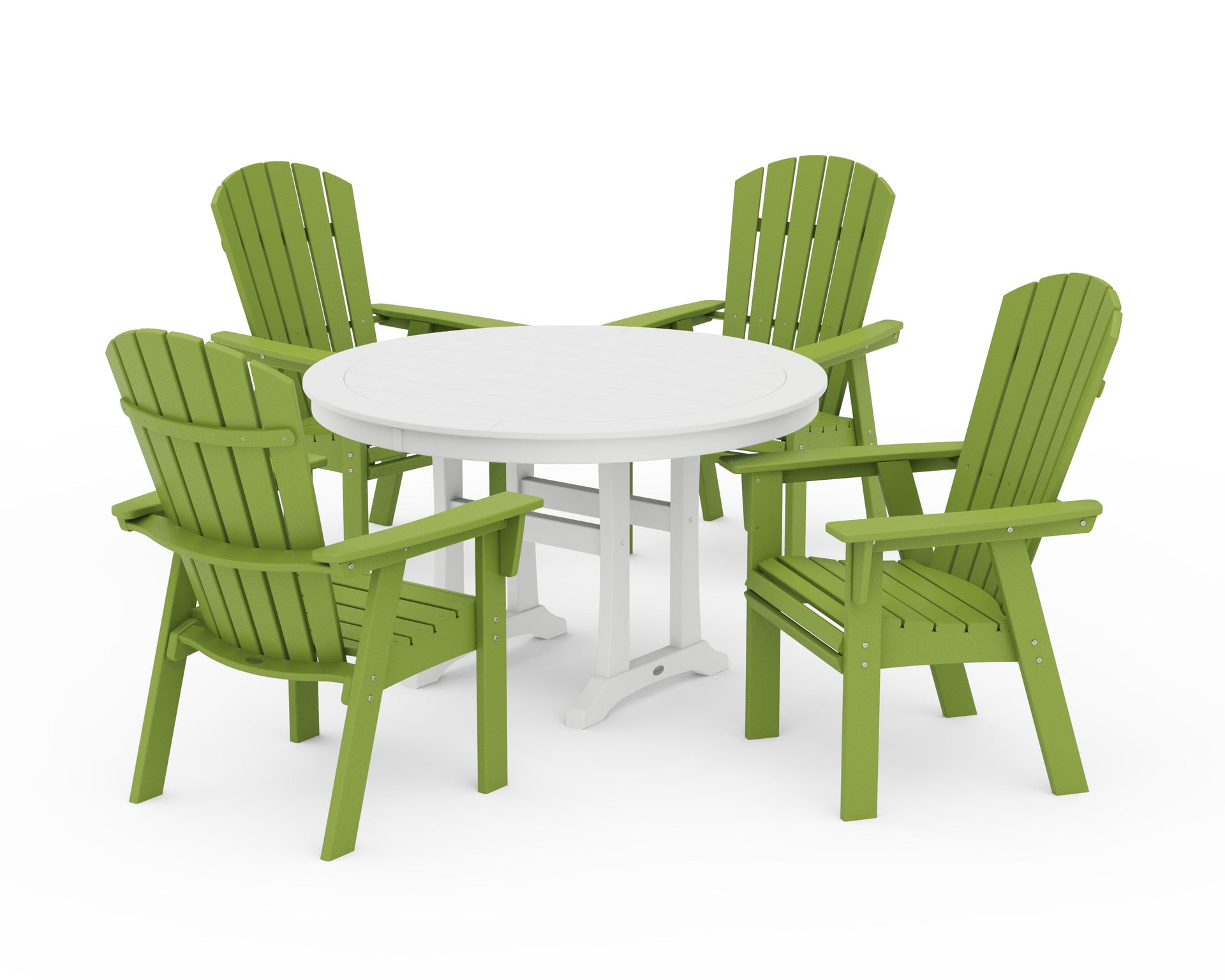 Nautical Curveback Adirondack 5-Piece Round Dining Set with Trestle Legs