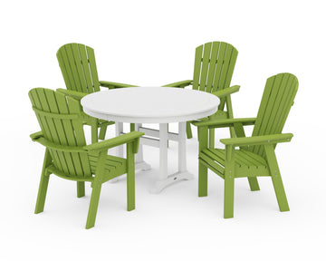 Nautical Curveback Adirondack 5-Piece Round Dining Set with Trestle Legs