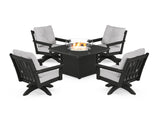 Vineyard 5-Piece Deep Seating Swivel Conversation Set with Fire Pit Table