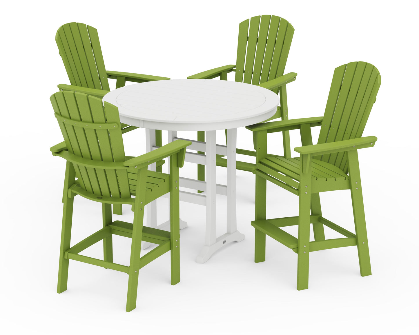 Nautical Curveback Adirondack 5-Piece Round Trestle Bar Set