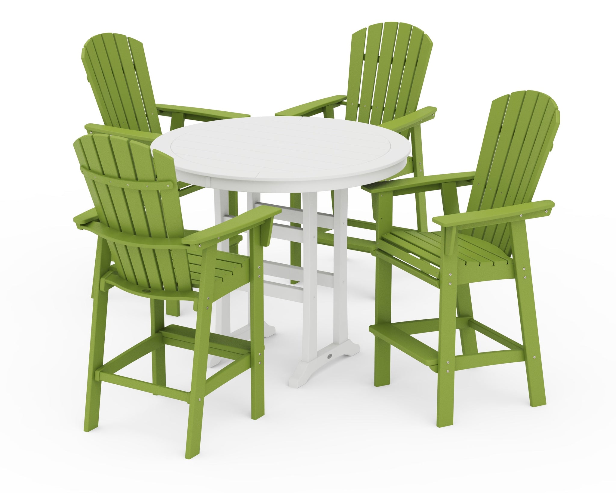 Nautical Curveback Adirondack 5-Piece Round Trestle Bar Set