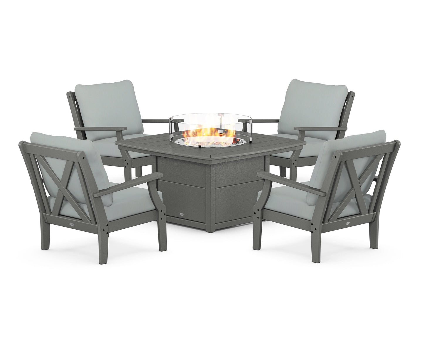 Braxton 5-Piece Deep Seating Conversation Set with Fire Pit Table