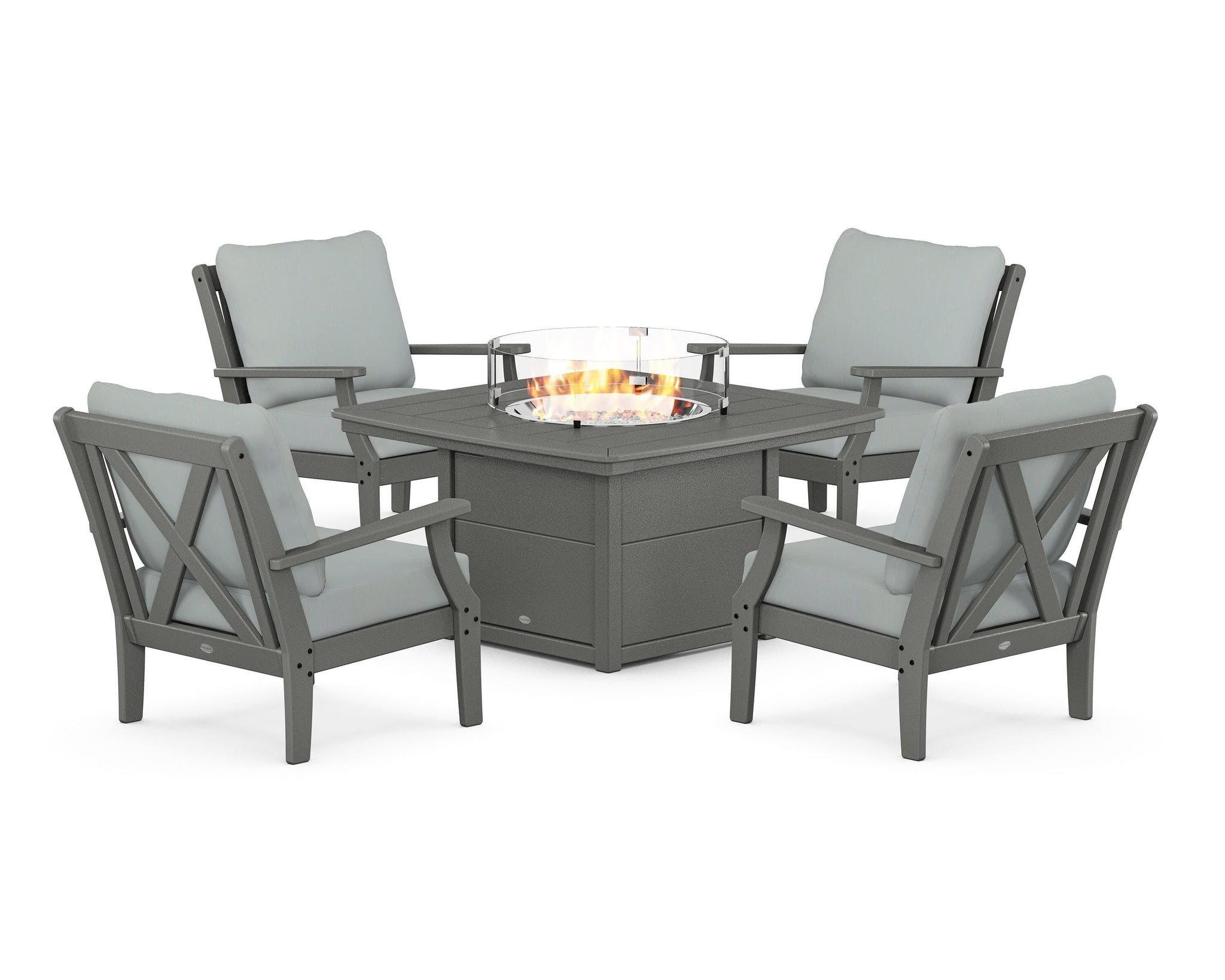 Braxton 5-Piece Deep Seating Conversation Set with Fire Pit Table