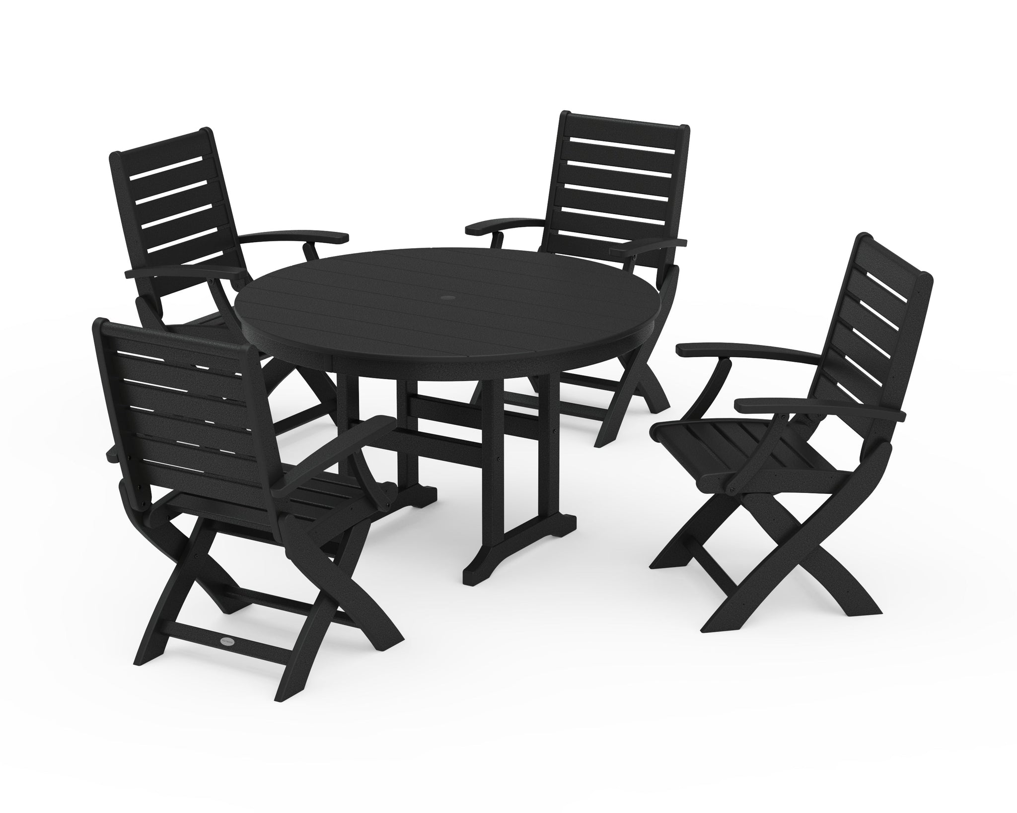 Signature Folding Chair 5-Piece Round Farmhouse Dining Set