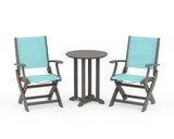 Coastal Folding 3-Piece Round Bistro Dining Set