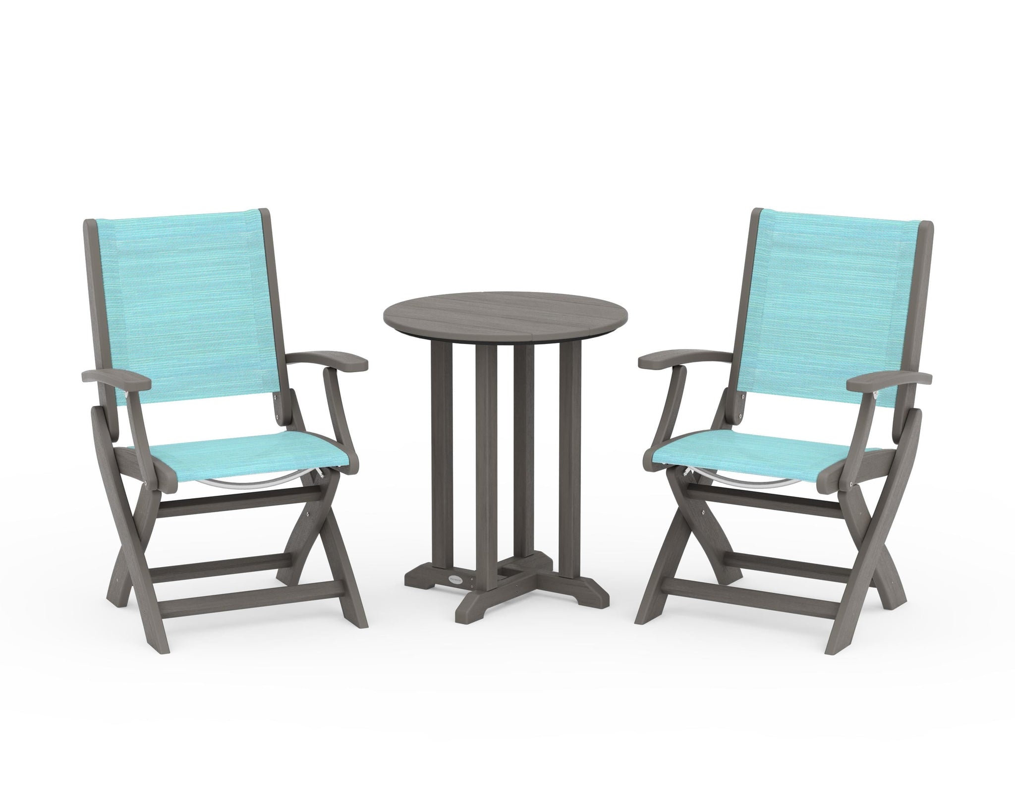 Coastal Folding 3-Piece Round Bistro Dining Set