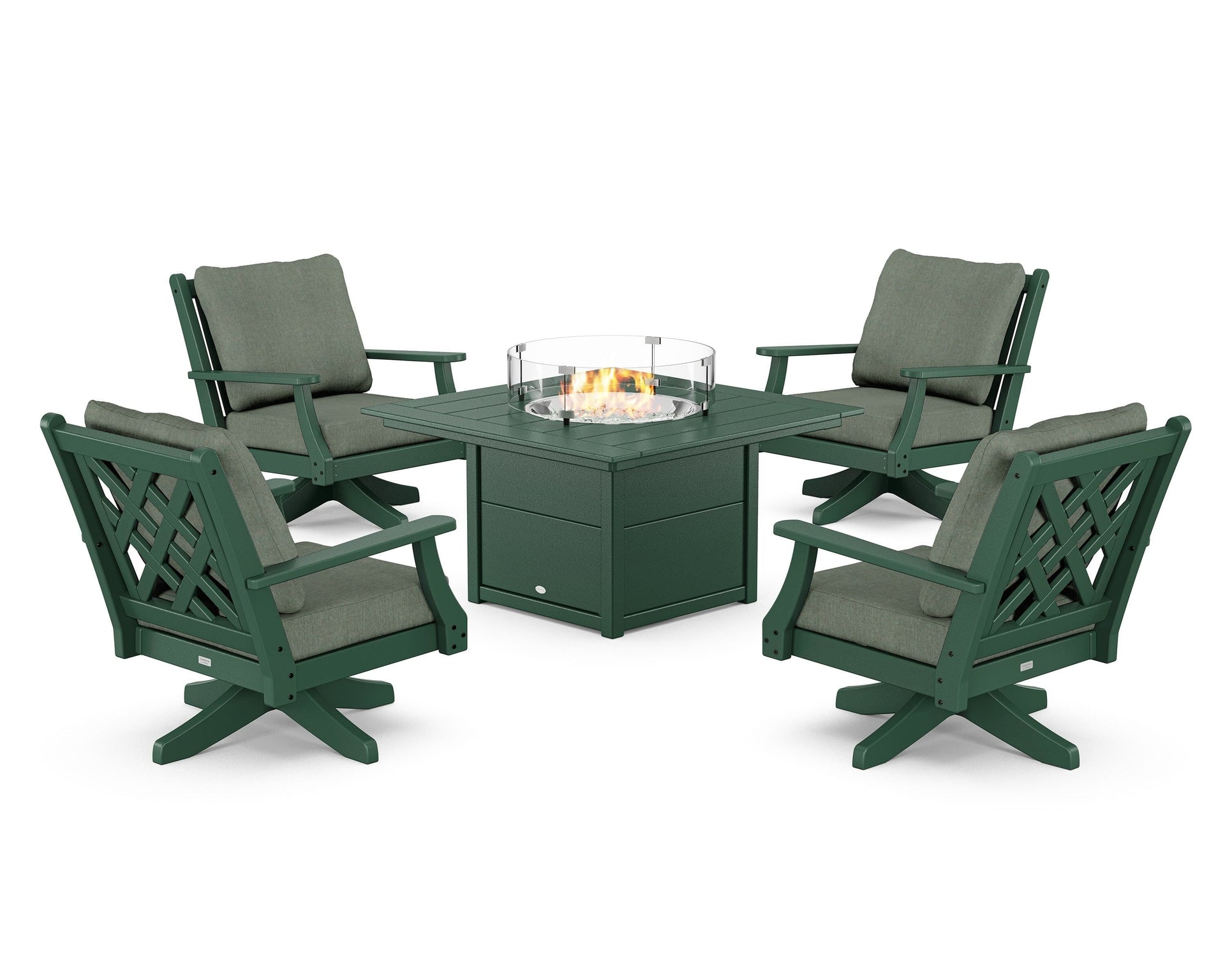 Wovendale 5-Piece Deep Seating Swivel Conversation Set with Fire Pit Table