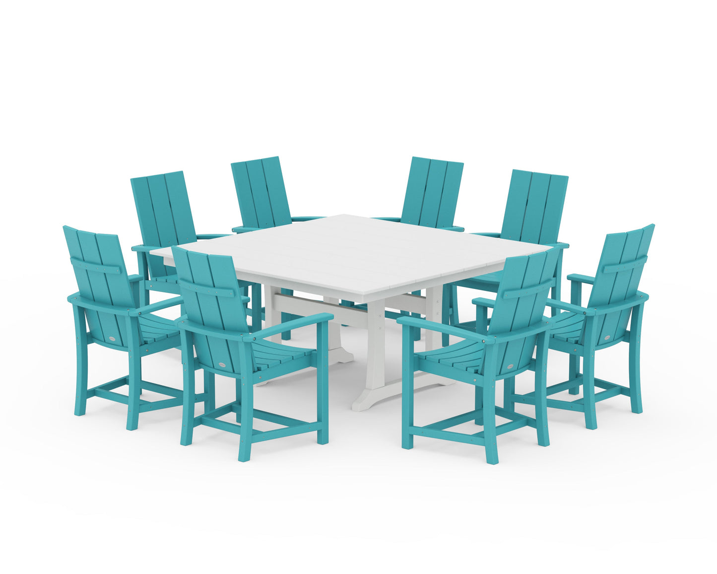 Modern Adirondack 9-Piece Farmhouse Trestle Dining Set