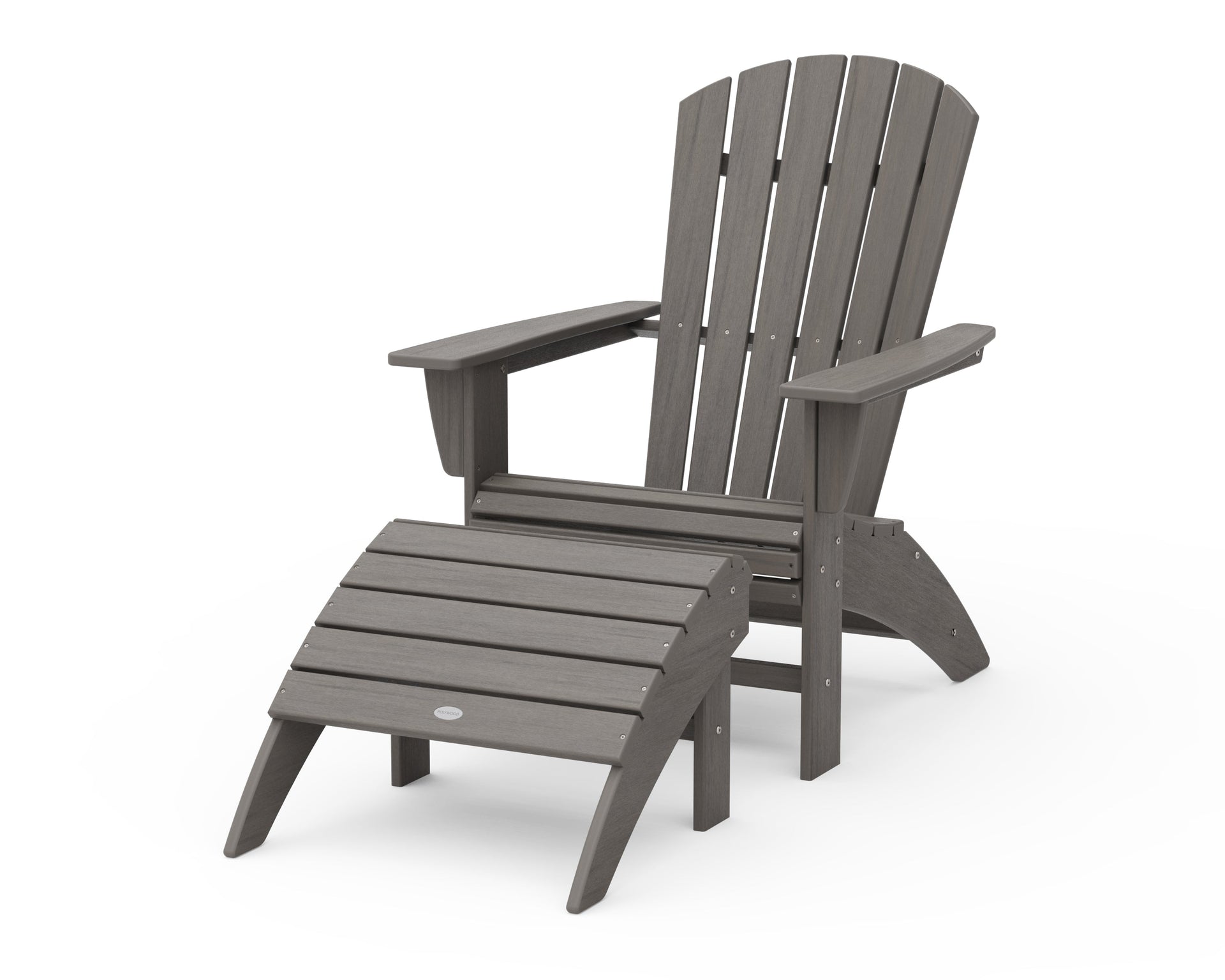 Nautical Curveback Adirondack Chair 2-Piece Set with Ottoman