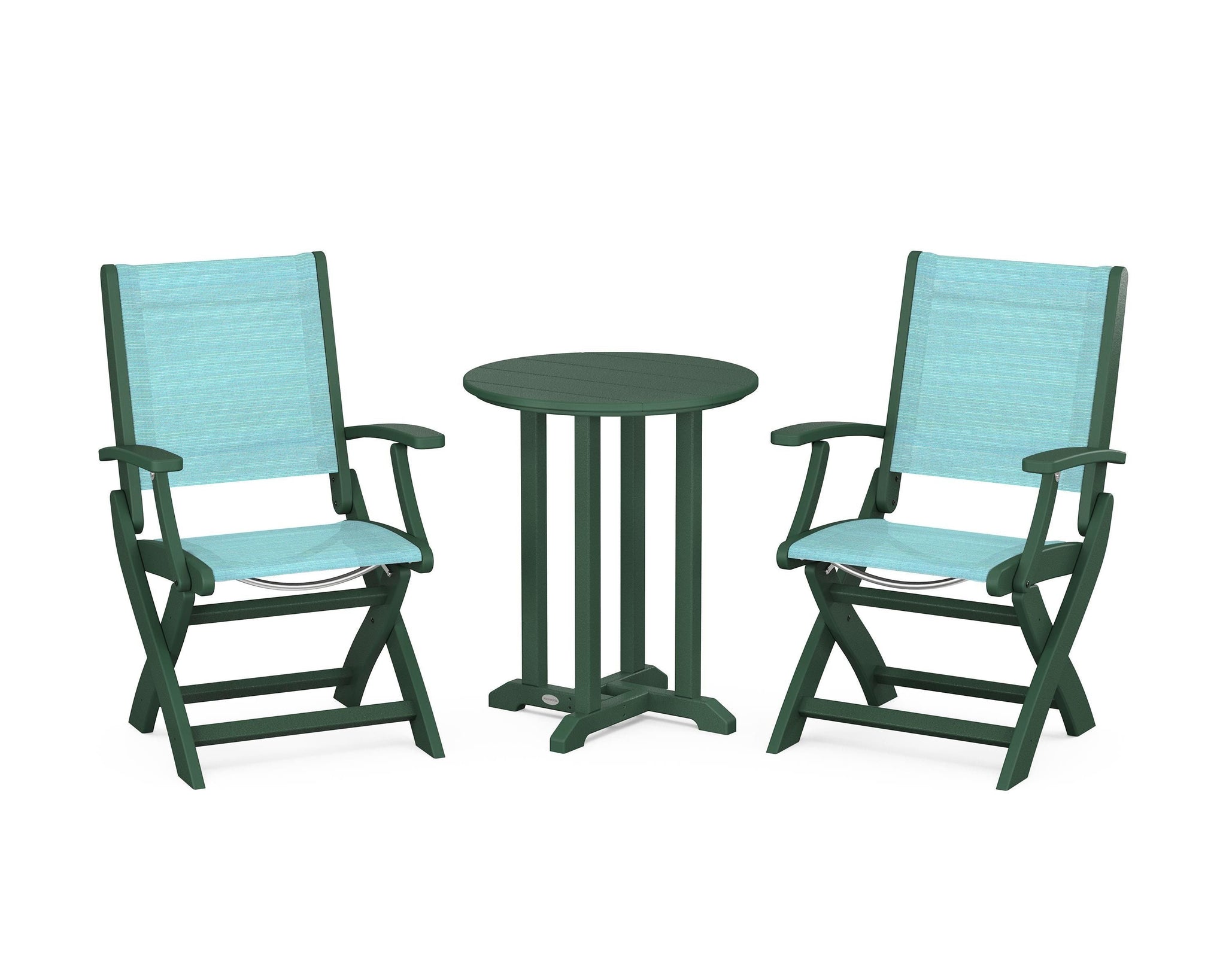 Coastal Folding 3-Piece Round Bistro Dining Set