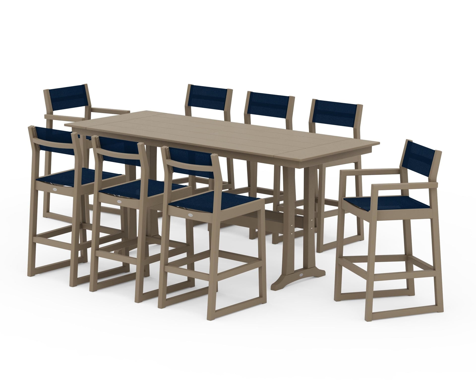EDGE Sling 9-Piece Farmhouse Bar Set with Trestle Legs