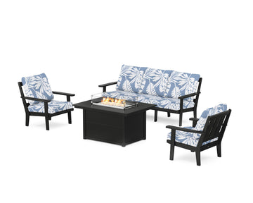 Oxford Deep Seating Fire Pit Table Set