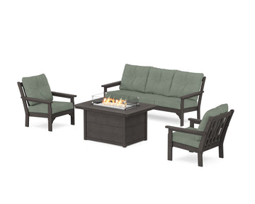 Vineyard Deep Seating Fire Pit Table Set