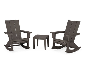 Modern Curveback 3-Piece Adirondack Rocking Chair Set