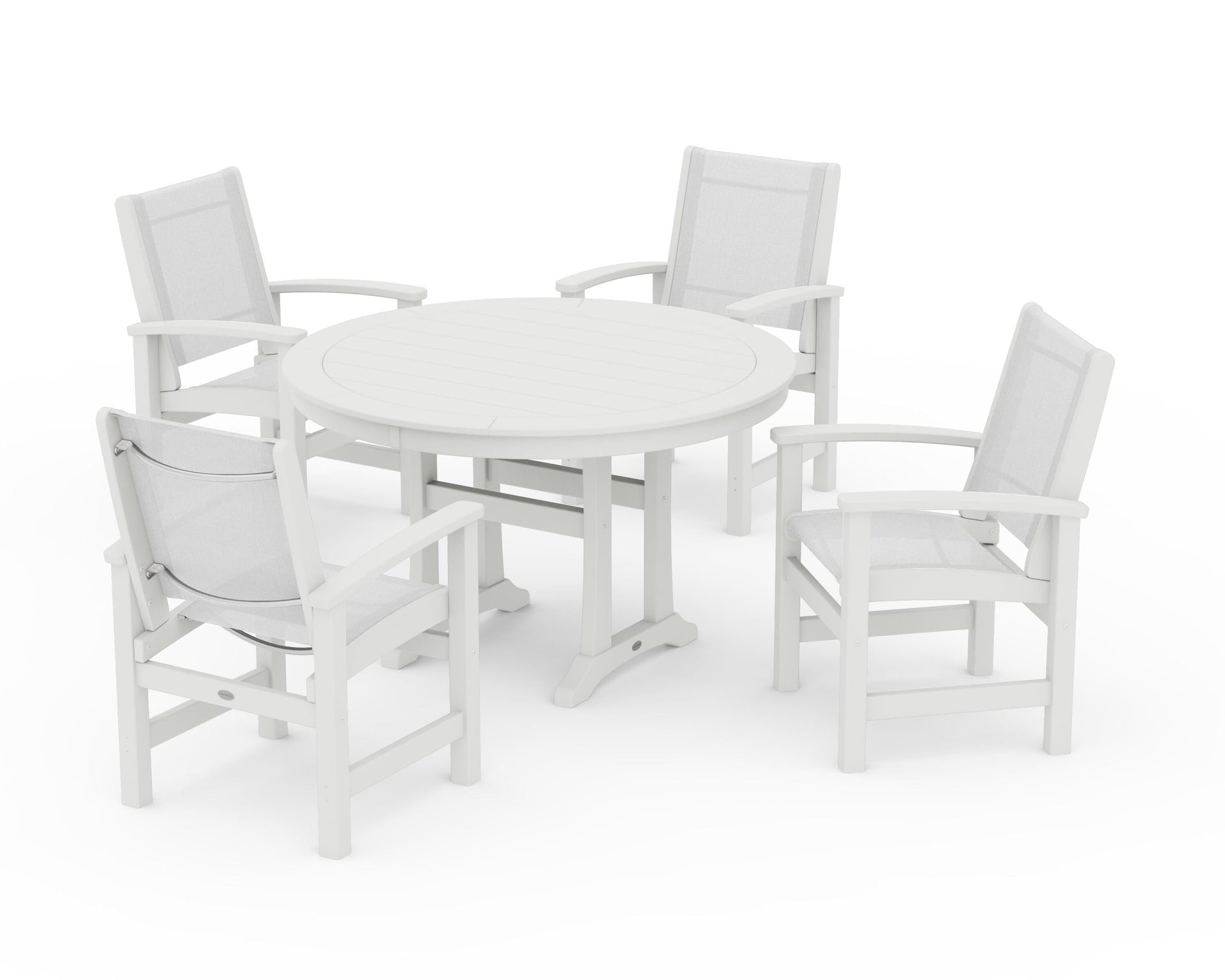 Coastal 5-Piece Round Dining Set with Trestle Legs