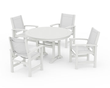 Coastal 5-Piece Round Dining Set with Trestle Legs