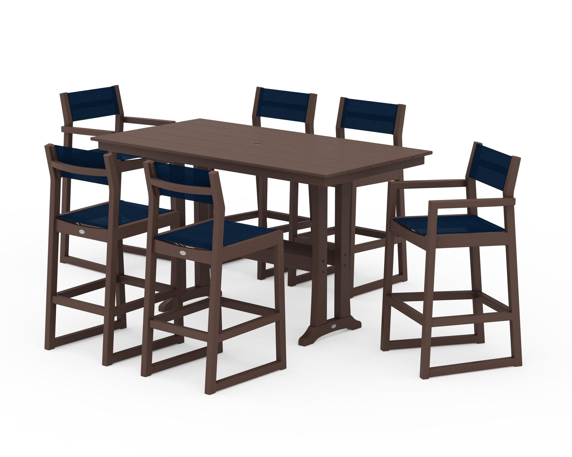 EDGE Sling 7-Piece Farmhouse Bar Set with Trestle Legs