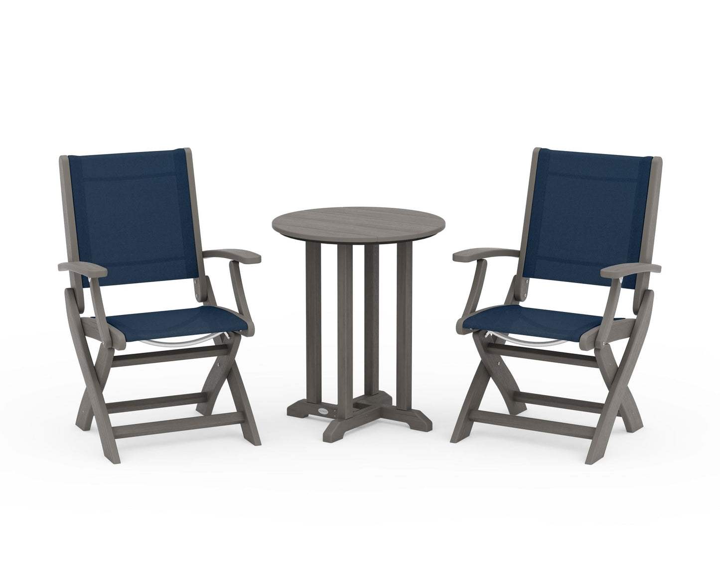 Coastal Folding 3-Piece Round Bistro Dining Set