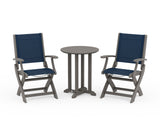 Coastal Folding 3-Piece Round Bistro Dining Set
