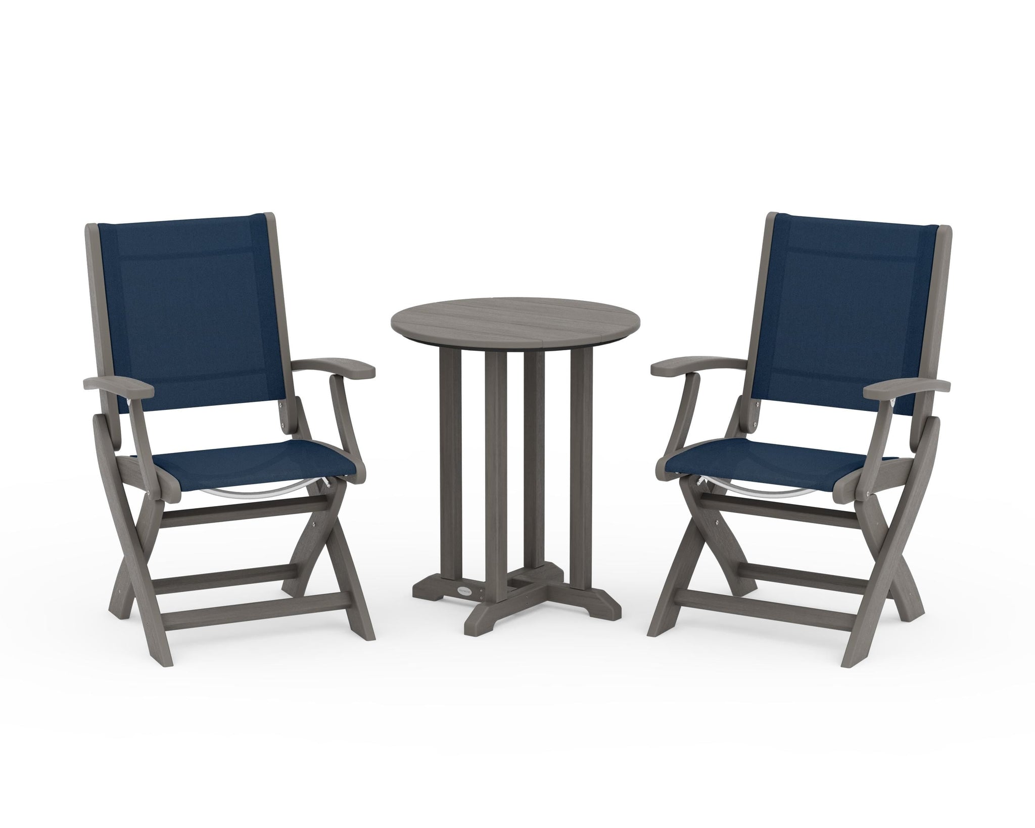 Coastal Folding 3-Piece Round Bistro Dining Set