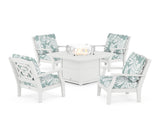 Chinoiserie 5-Piece Deep Seating Set with Fire Pit Table
