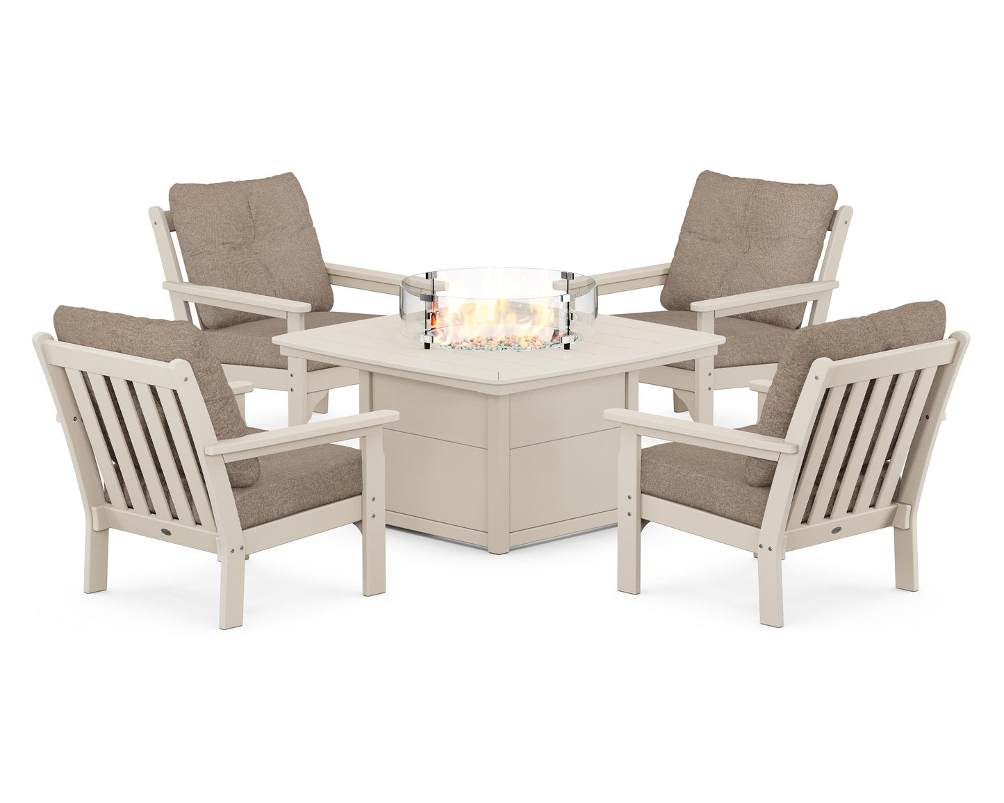Vineyard 5-Piece Conversation Set with Fire Pit Table