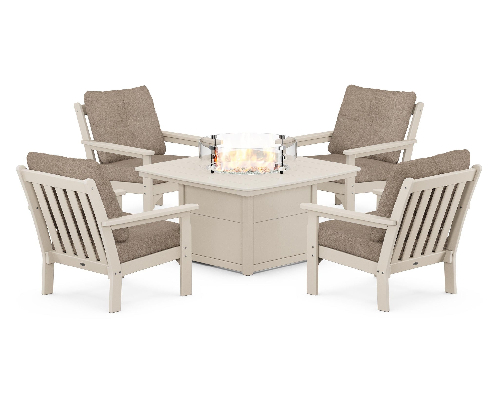 Vineyard 5-Piece Conversation Set with Fire Pit Table