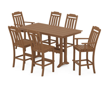 Cottage 7-Piece Farmhouse Bar Set with Trestle Legs