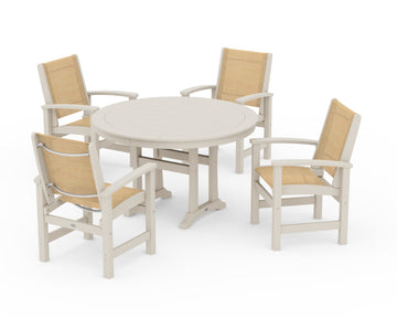 Coastal 5-Piece Round Dining Set with Trestle Legs