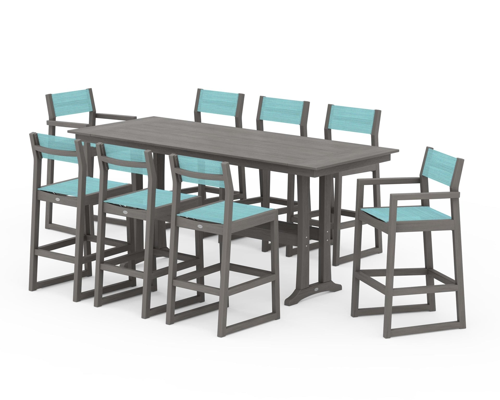 EDGE Sling 9-Piece Farmhouse Bar Set with Trestle Legs