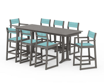 EDGE Sling 9-Piece Farmhouse Bar Set with Trestle Legs