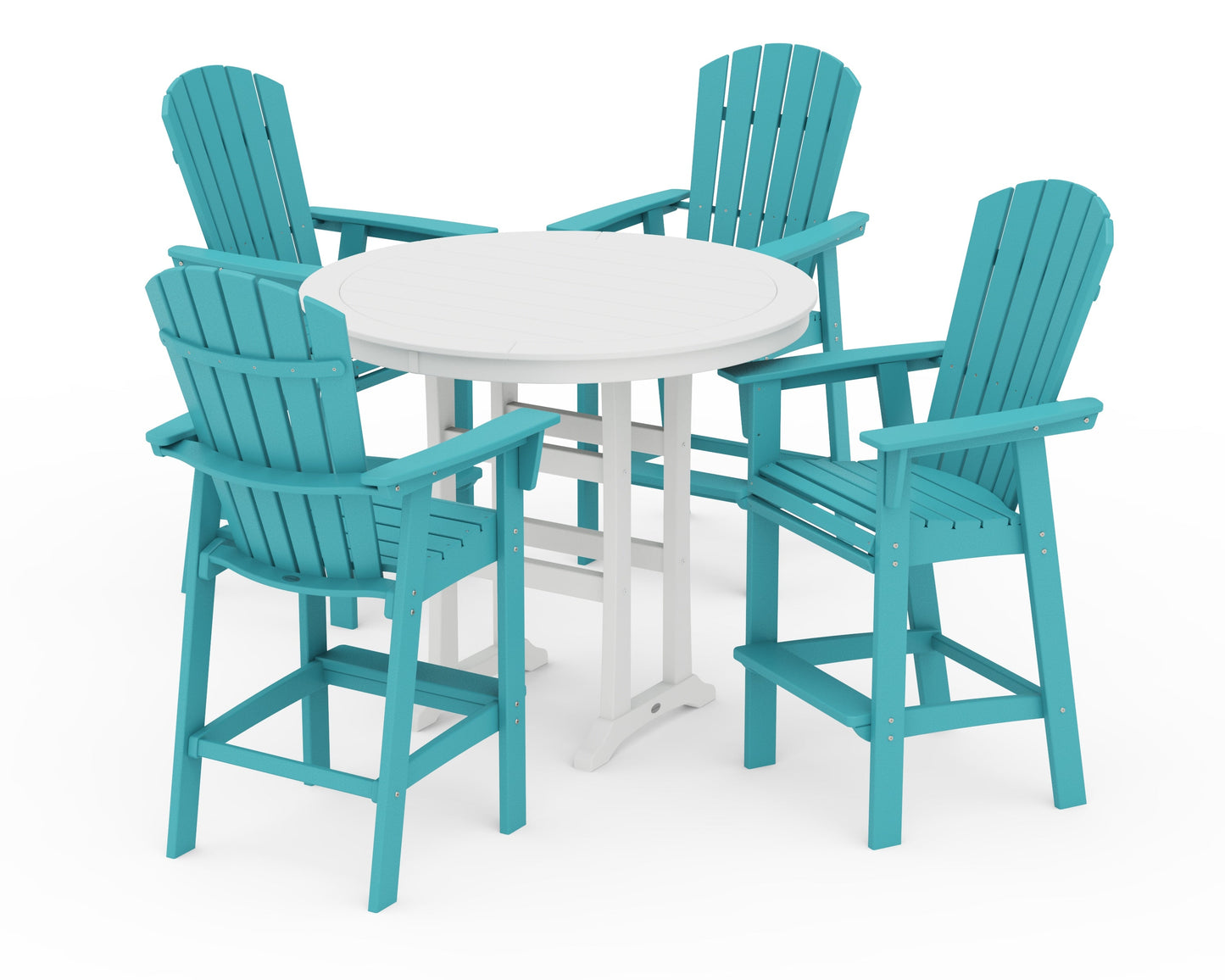 Nautical Curveback Adirondack 5-Piece Round Trestle Bar Set