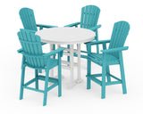 Nautical Curveback Adirondack 5-Piece Round Trestle Bar Set