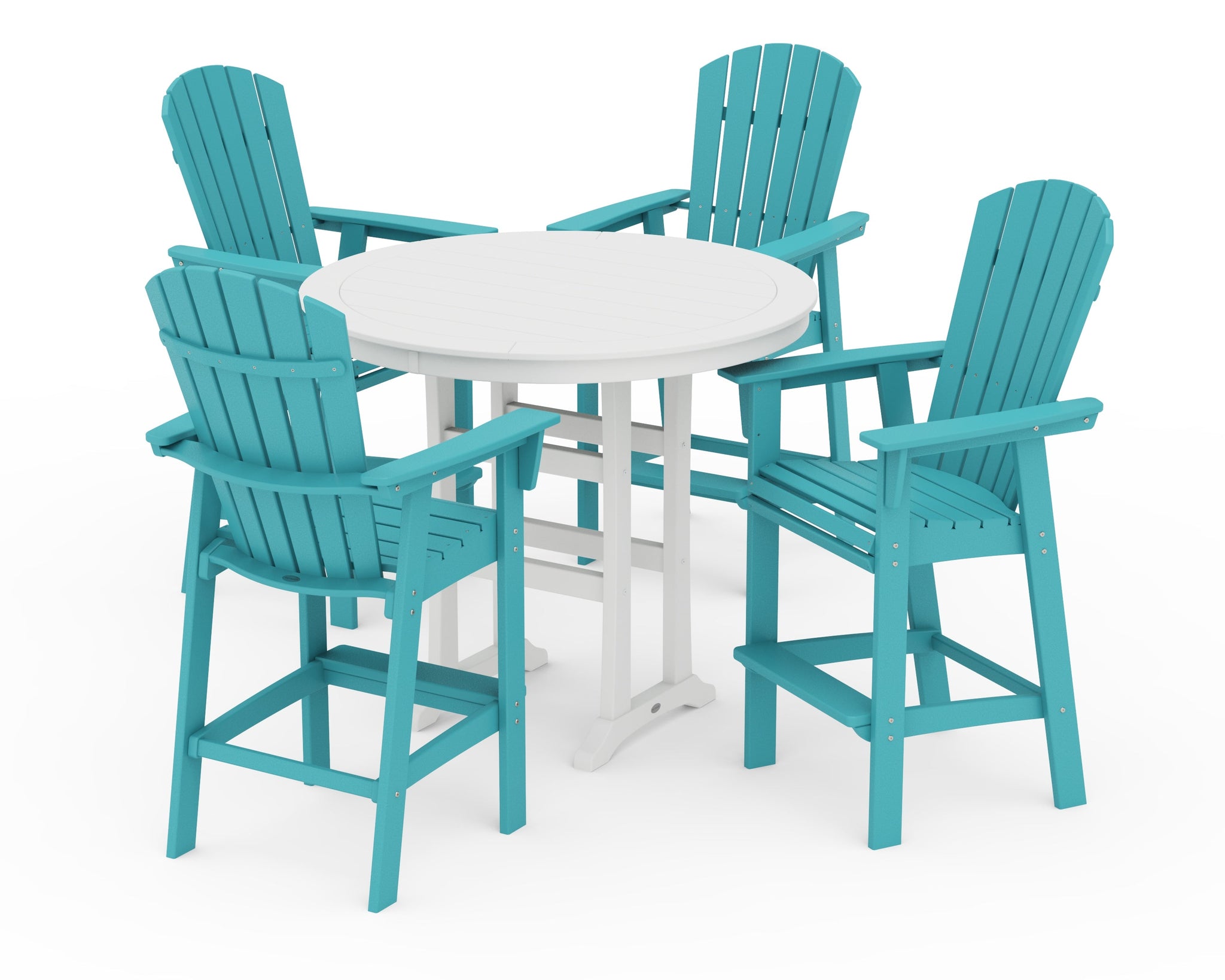 Nautical Curveback Adirondack 5-Piece Round Trestle Bar Set