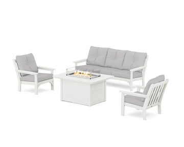Vineyard Deep Seating Fire Pit Table Set
