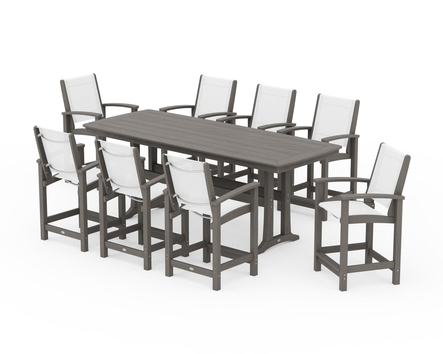 Coastal 9-Piece Counter Set with Trestle Legs