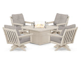 Vineyard 5-Piece Deep Seating Swivel Conversation Set with Fire Pit Table