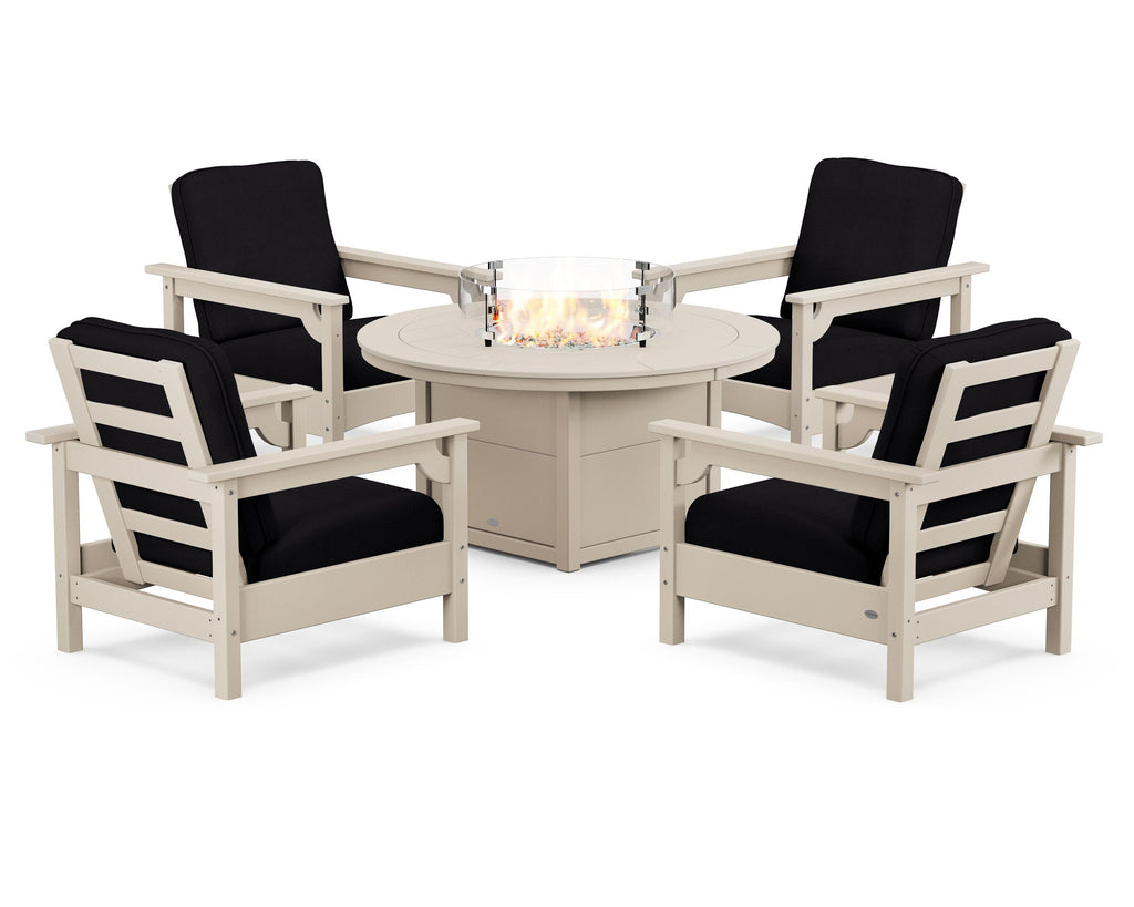 Club 5-Piece Conversation Set with Fire Pit Table