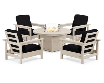 Club 5-Piece Conversation Set with Fire Pit Table